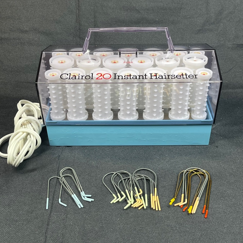 Vintage Clairol 20 Instant Hairsetter C20S Blue Electric Hot Rollers 20 Clips